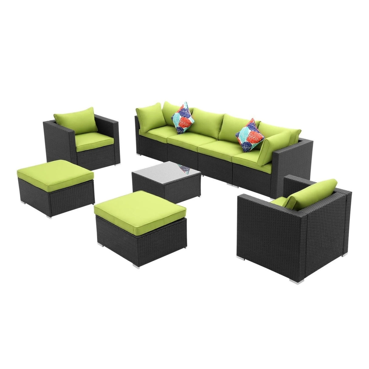 6-Piece Outdoor Conversation Set (Black & Green)