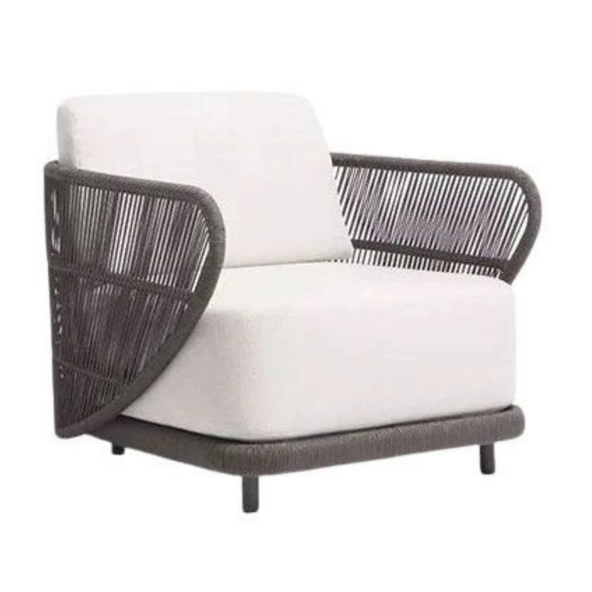 Outdoor Rope 4 Seater Sofa Set With Glass Top Tables