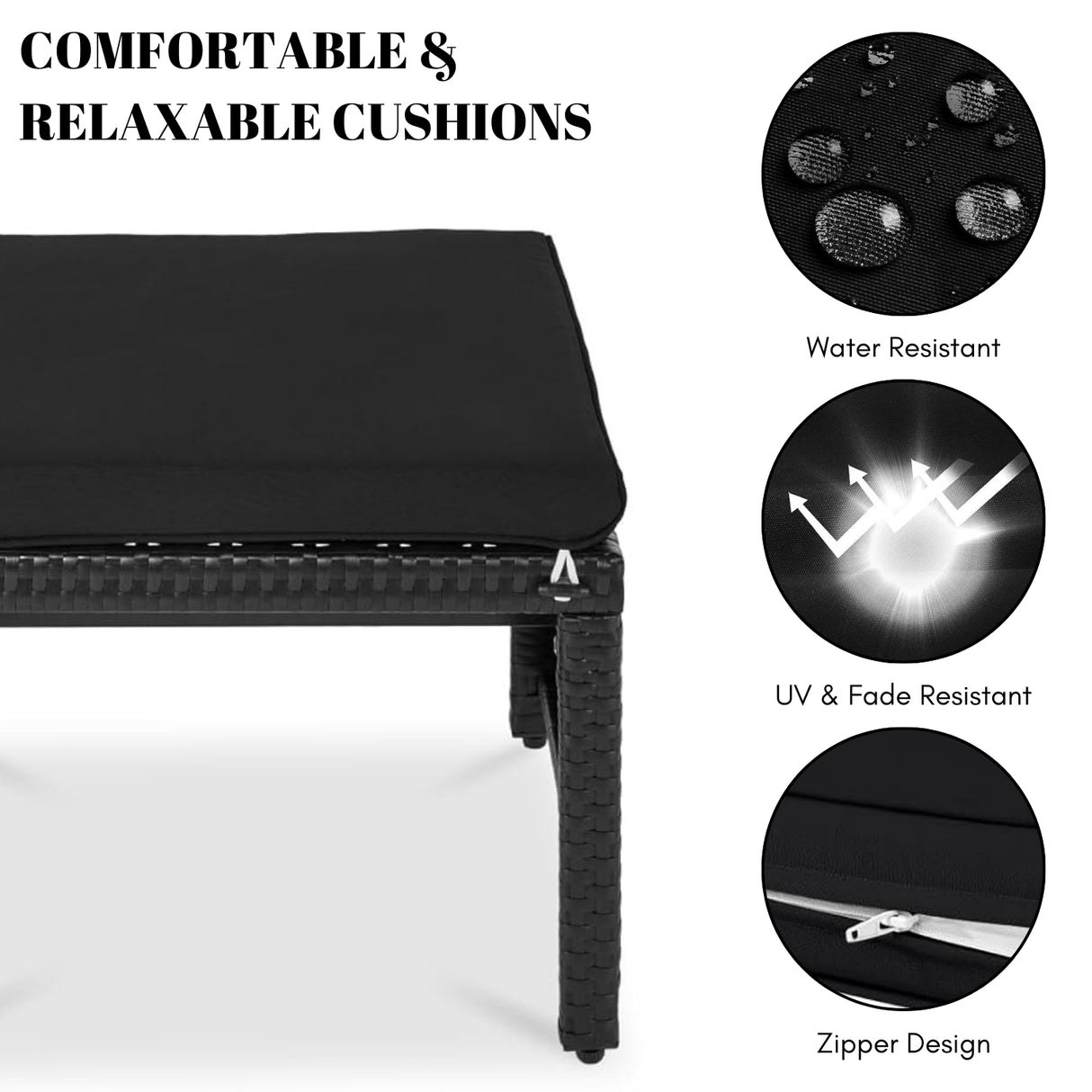 Set of 2 Wicker Ottomans, Multipurpose Outdoor Furniture