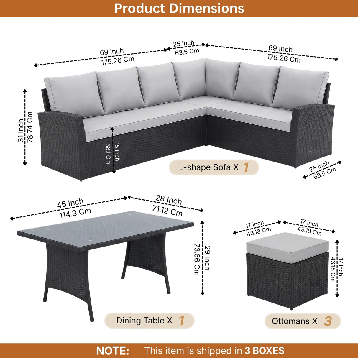 6-Piece All-Weather Wicker Patio Furniture Set (Black/Grey)
