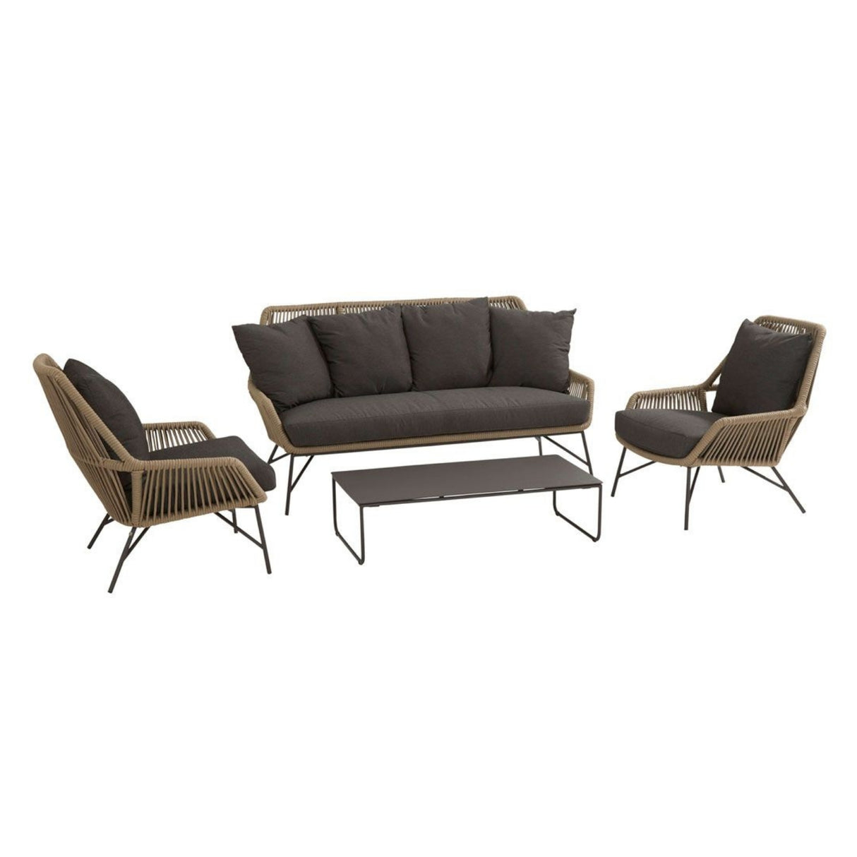 4-Piece Outdoor Rope Patio Conversation Loveseat Furniture
