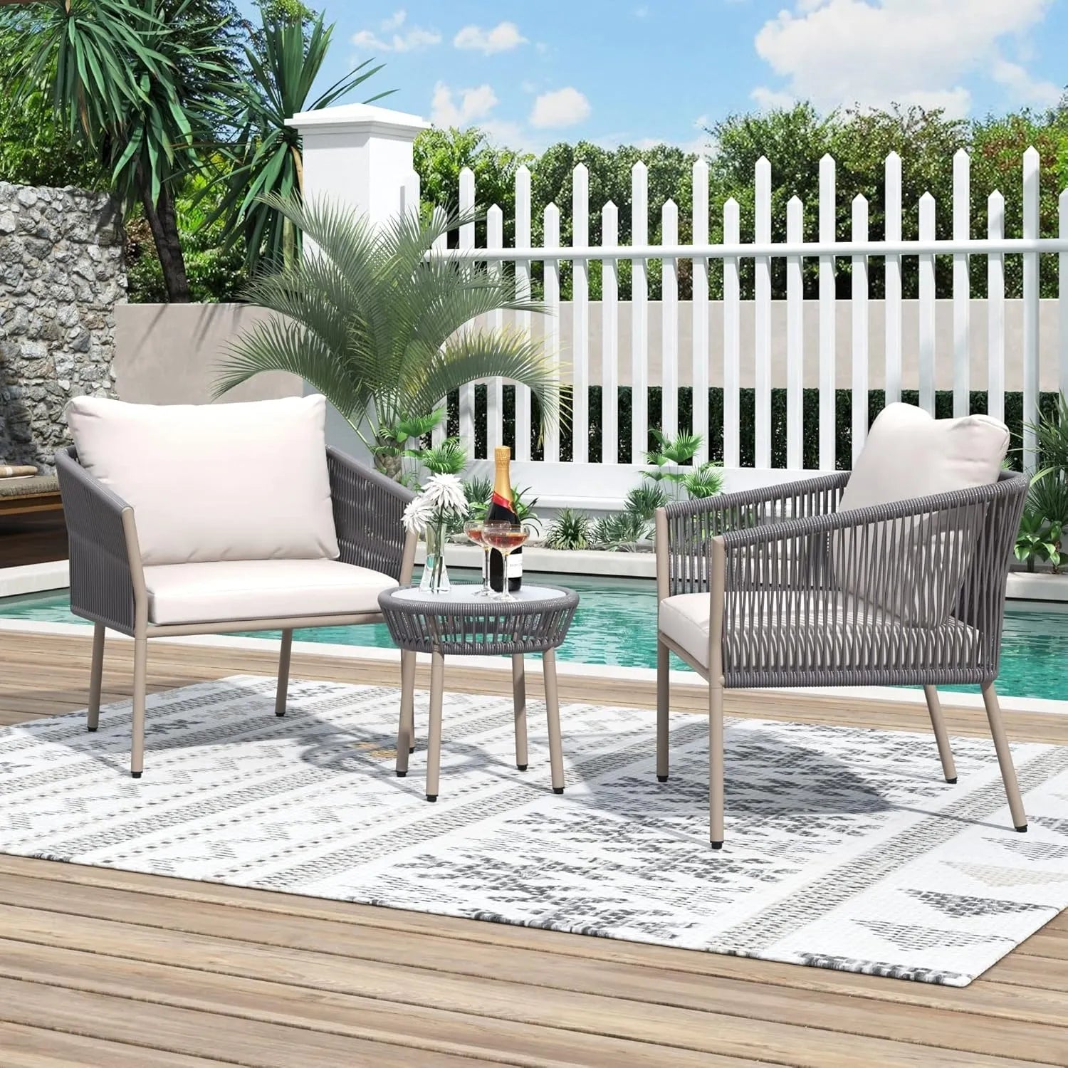 3-Piece Rope Patio Set - Perfect for Outdoor