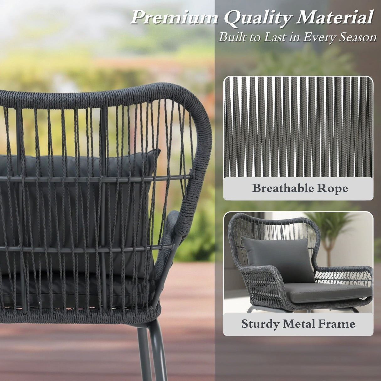 Outdoor Patio Garden 3 Piece All Weather Resistant Furniture Set
