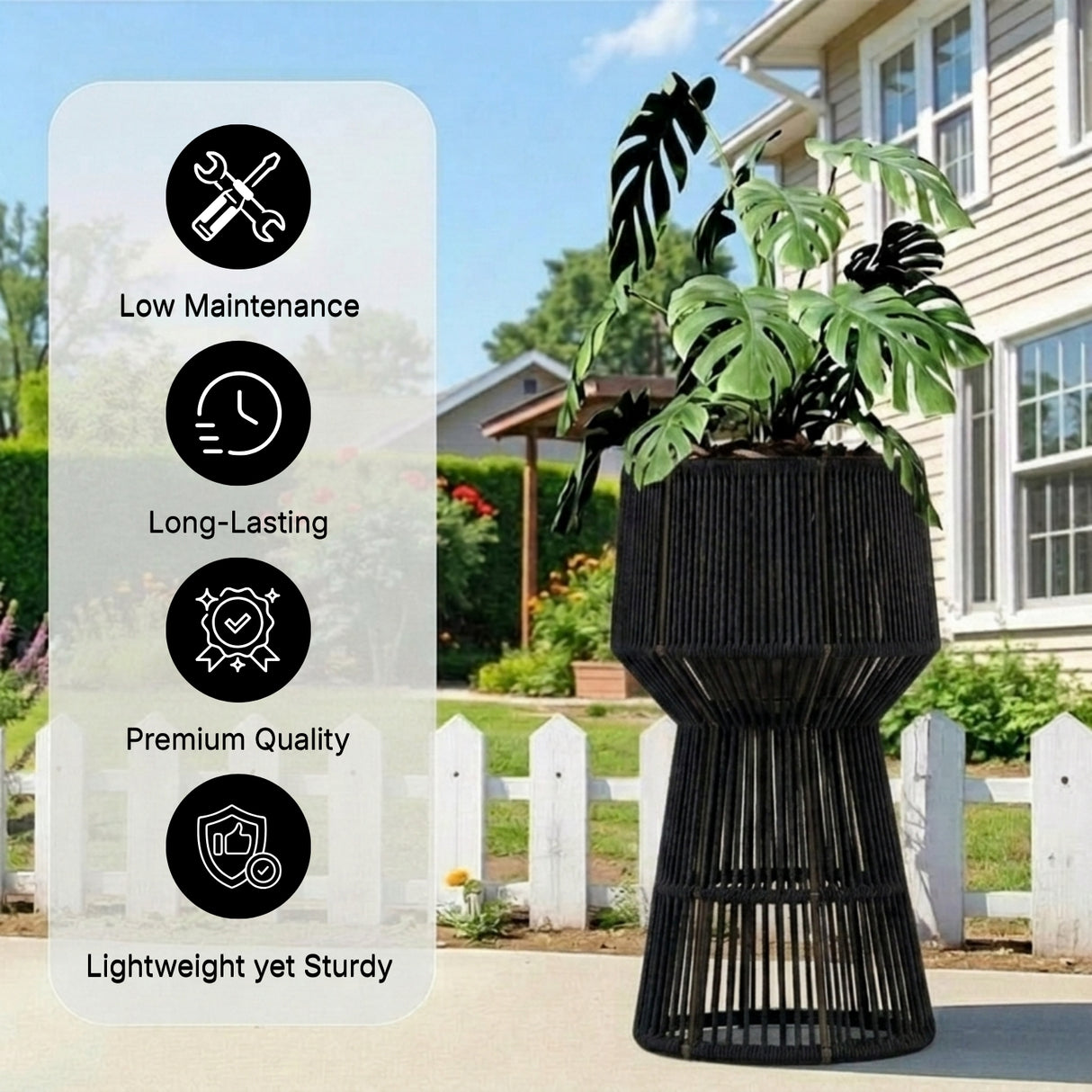 Devoko Outdoor Rope Planter Stand Set (Black)