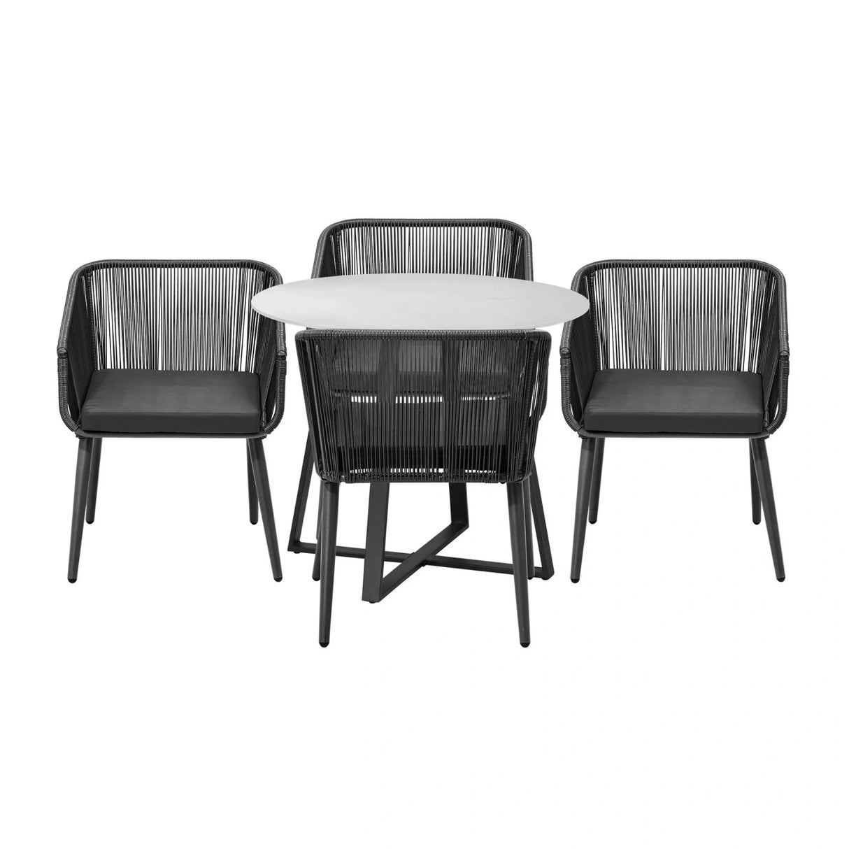 5-Piece Outdoor Patio Dining Set with Rope Chairs & Dining Table