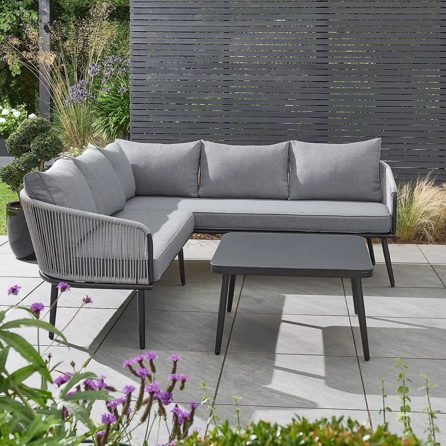 Outdoor Rope L-Shaped Conversation Sofa Set