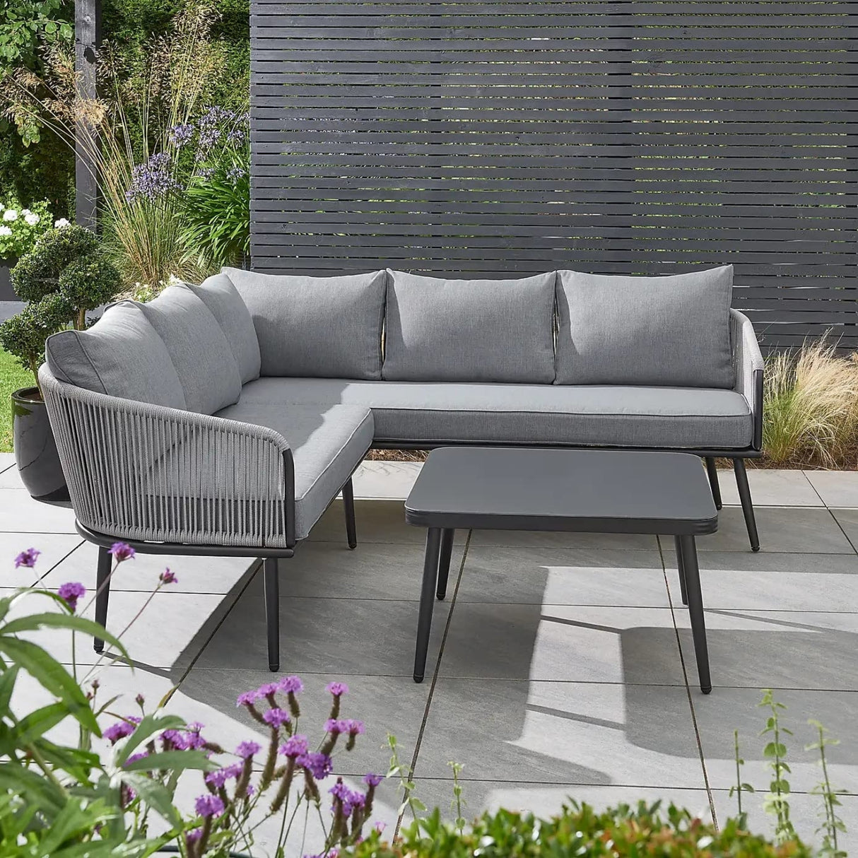 Outdoor Rope L-Shaped Conversation Sofa Set