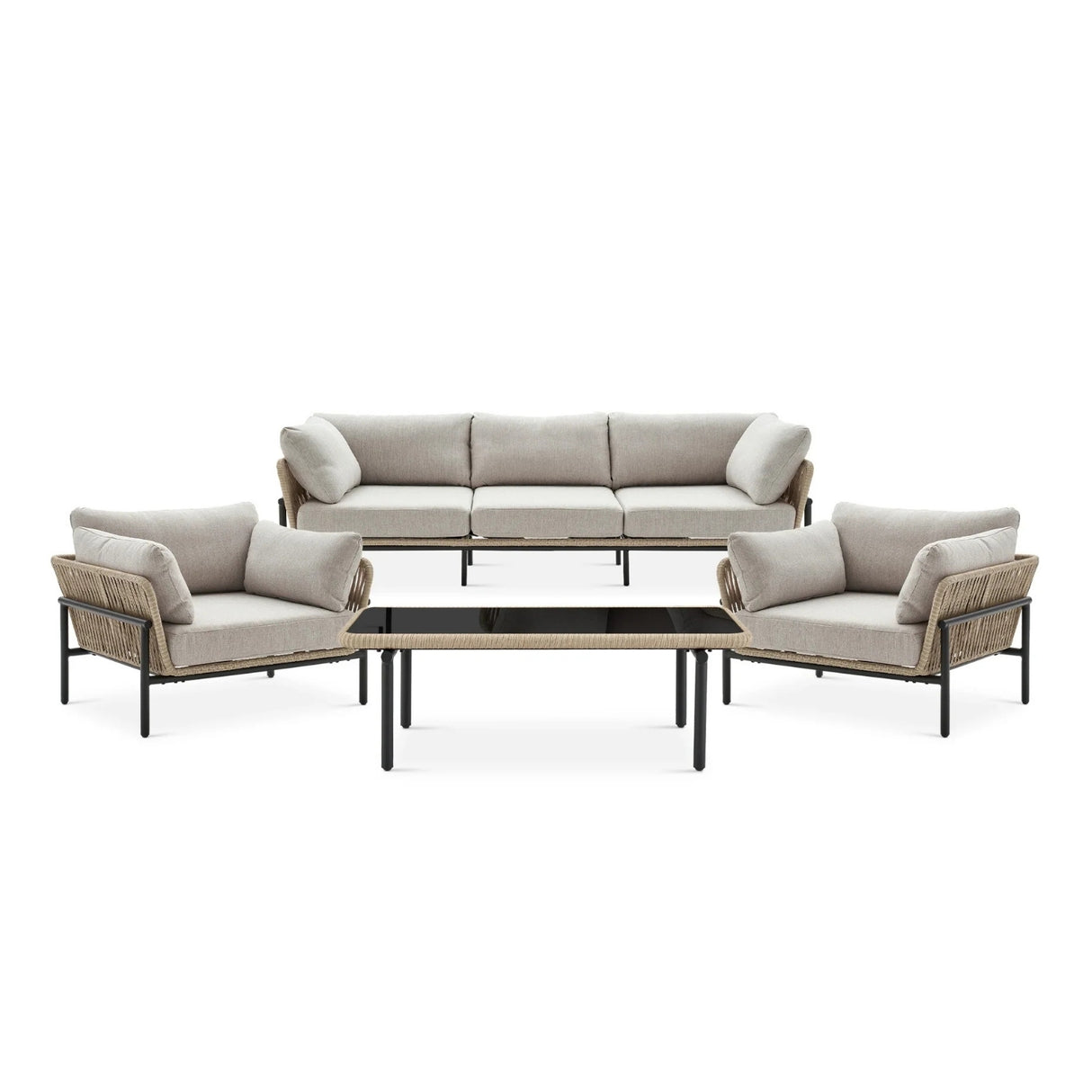 Outdoor 4-Piece Rope Conversation Sofa Set