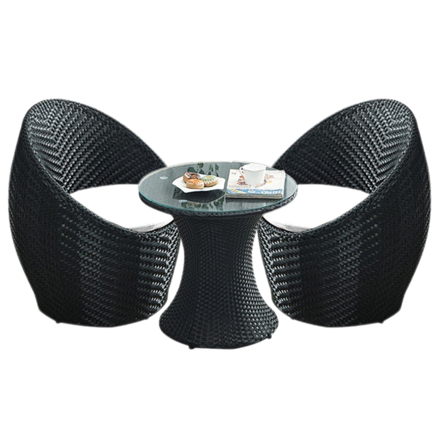 Outdoor Rattan Wicker 3-Piece Conversation Set
