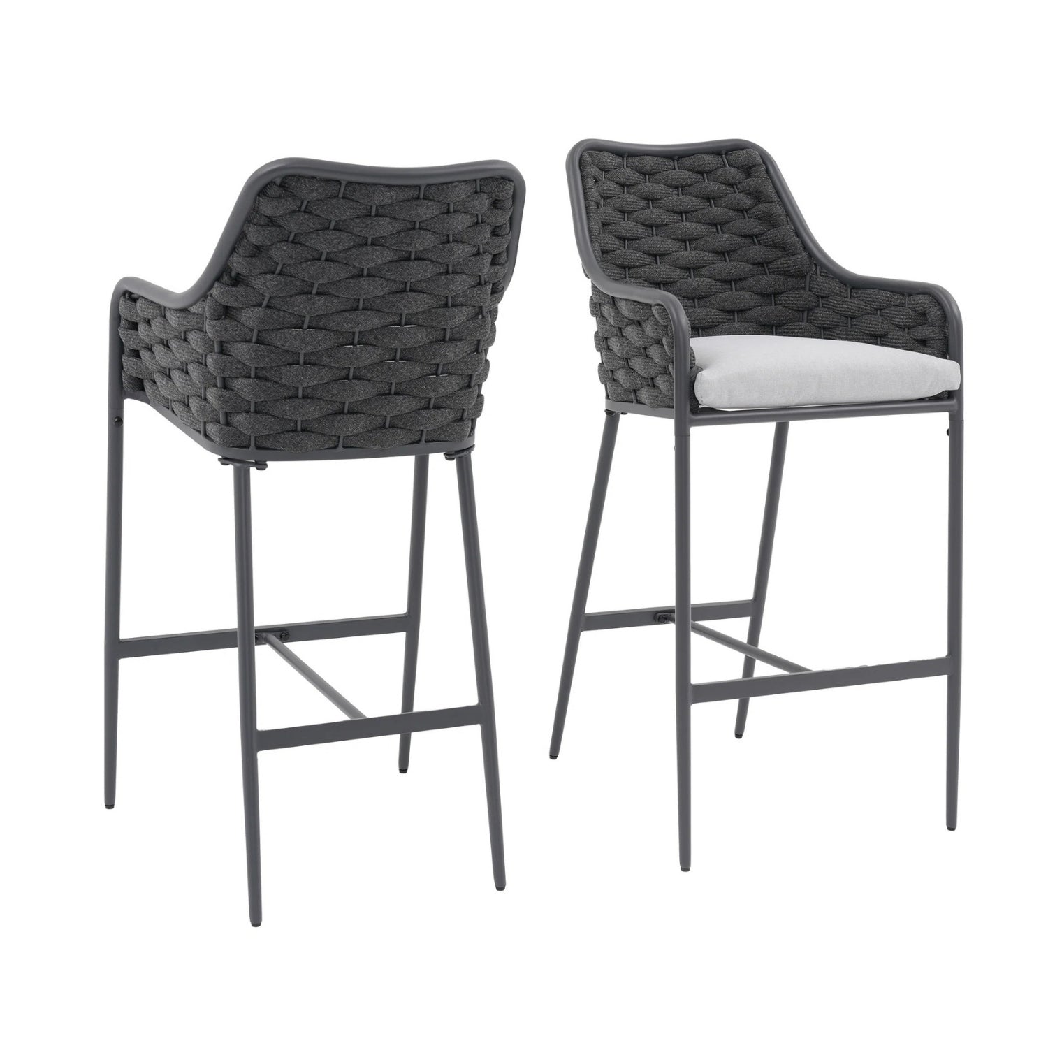 2-Piece Outdoor Rope Bar Chairs – Stylish Comfort Built to Last