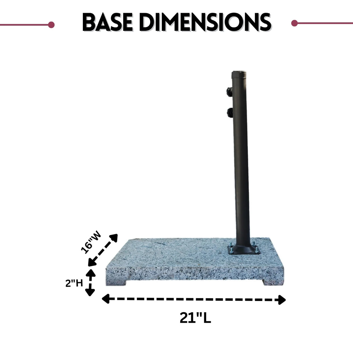 10ft Side Pole Square Shape Outdoor Umbrella With Granite Base (Red)