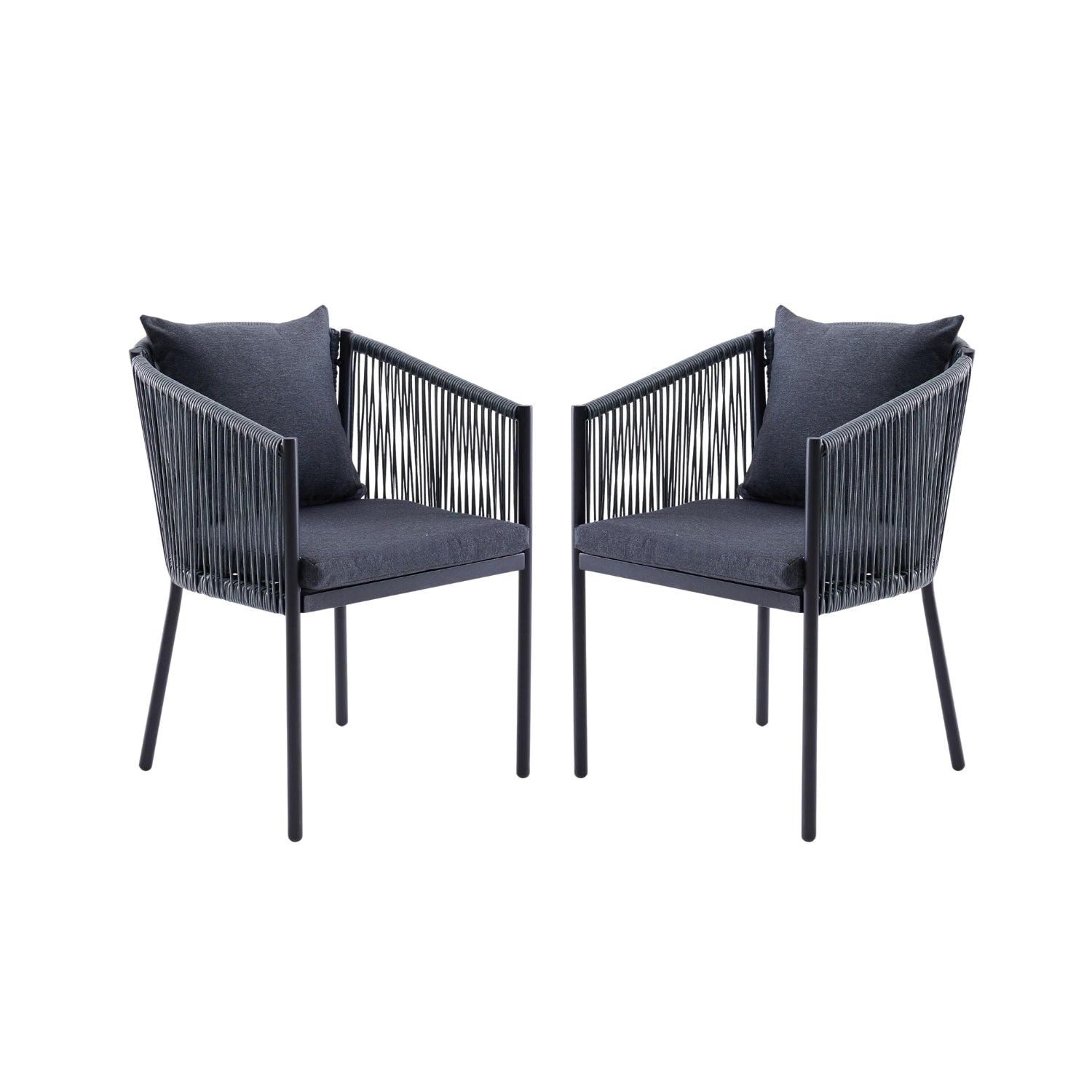 2-Piece Outdoor Rope Patio Dining Chairs
