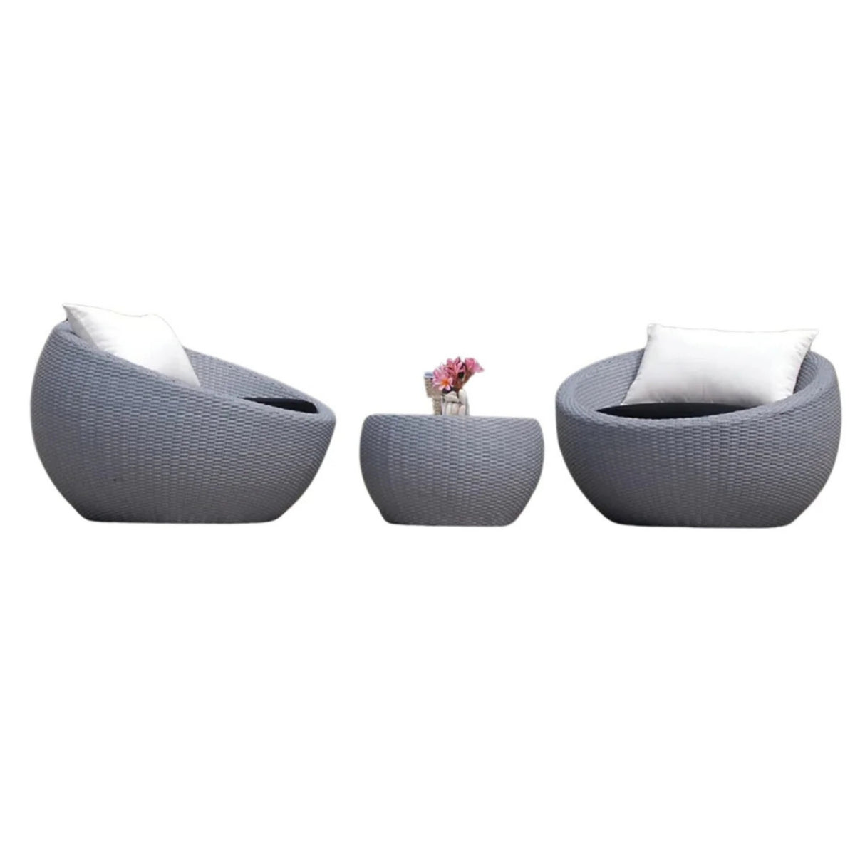 Outdoor Rattan Wicker 3-Piece Conversation Set