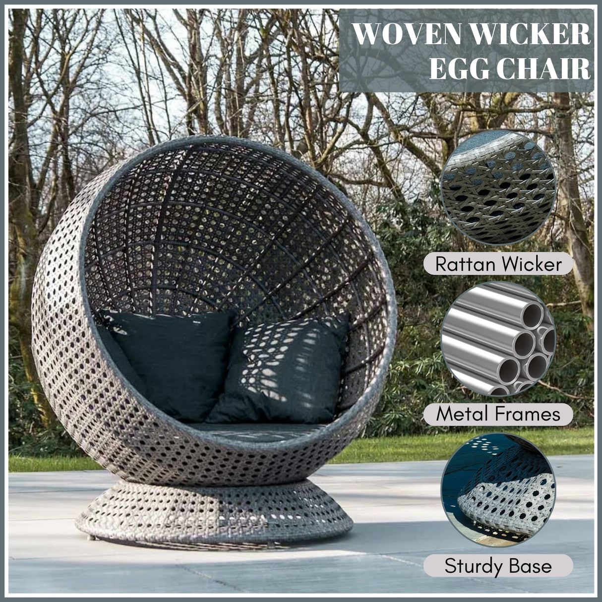 Outdoor Single Seater Basket Swing For Balcony & Garden