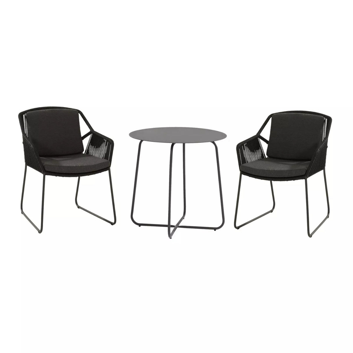 3 Piece Garden Outdoor Black Rope Patio Set