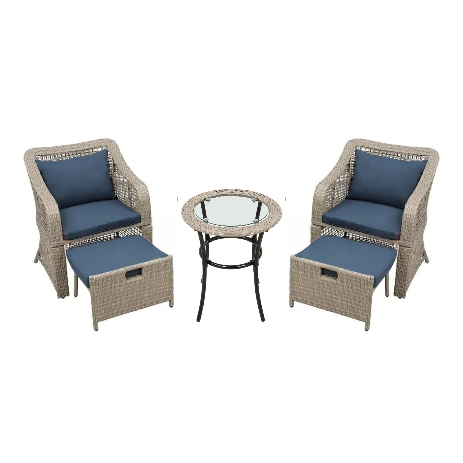 Outdoor Rattan Wicker 5 Piece Patio Sofa Set
