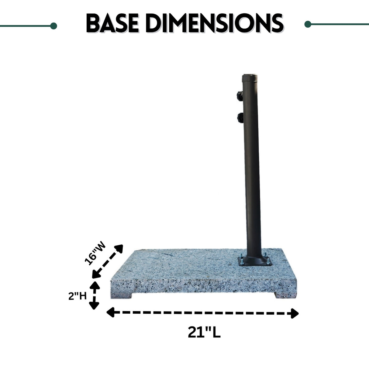 10ft Side Pole Square Shape Outdoor Umbrella With Marble Base (Green)