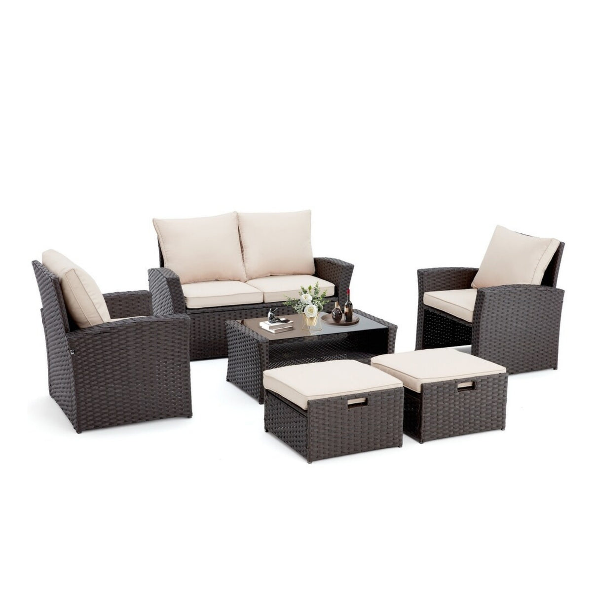 Outdoor All-Weather Wicker 6-Piece Sofa Set