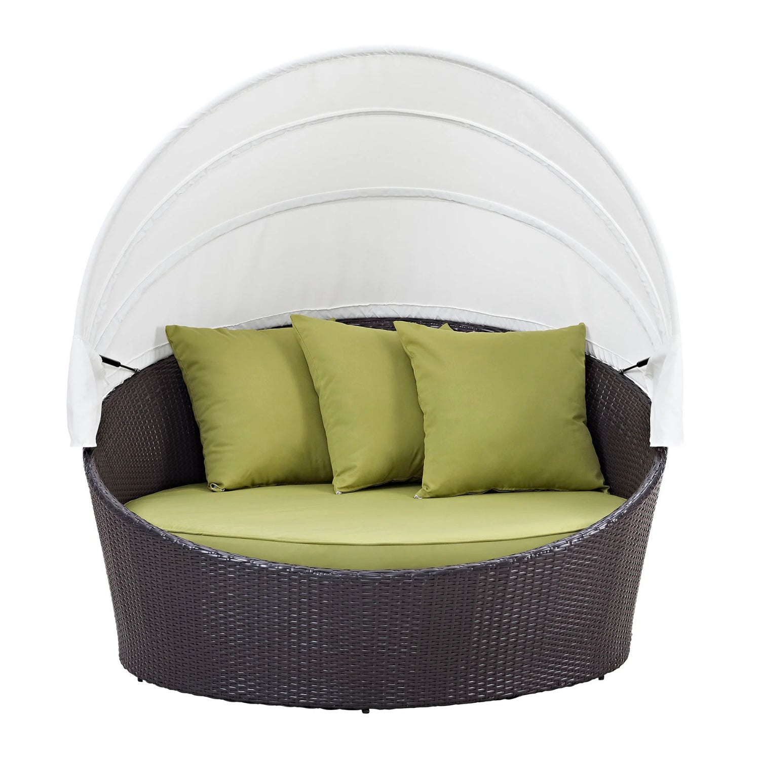 Outdoor Rattan Wicker Patio Daybed with Retractable Canopy