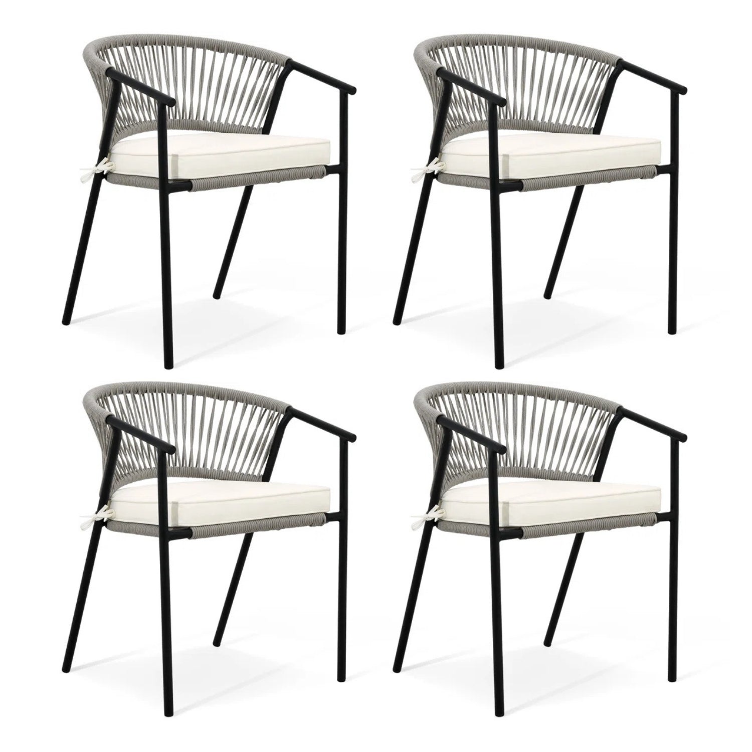 4-Piece Outdoor Rope Patio Dining Chairs