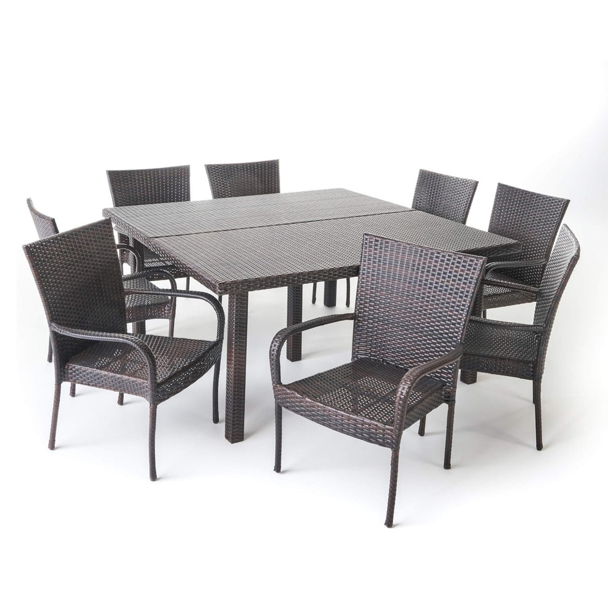 9-Piece Outdoor Stacking Wicker Square Dining Set