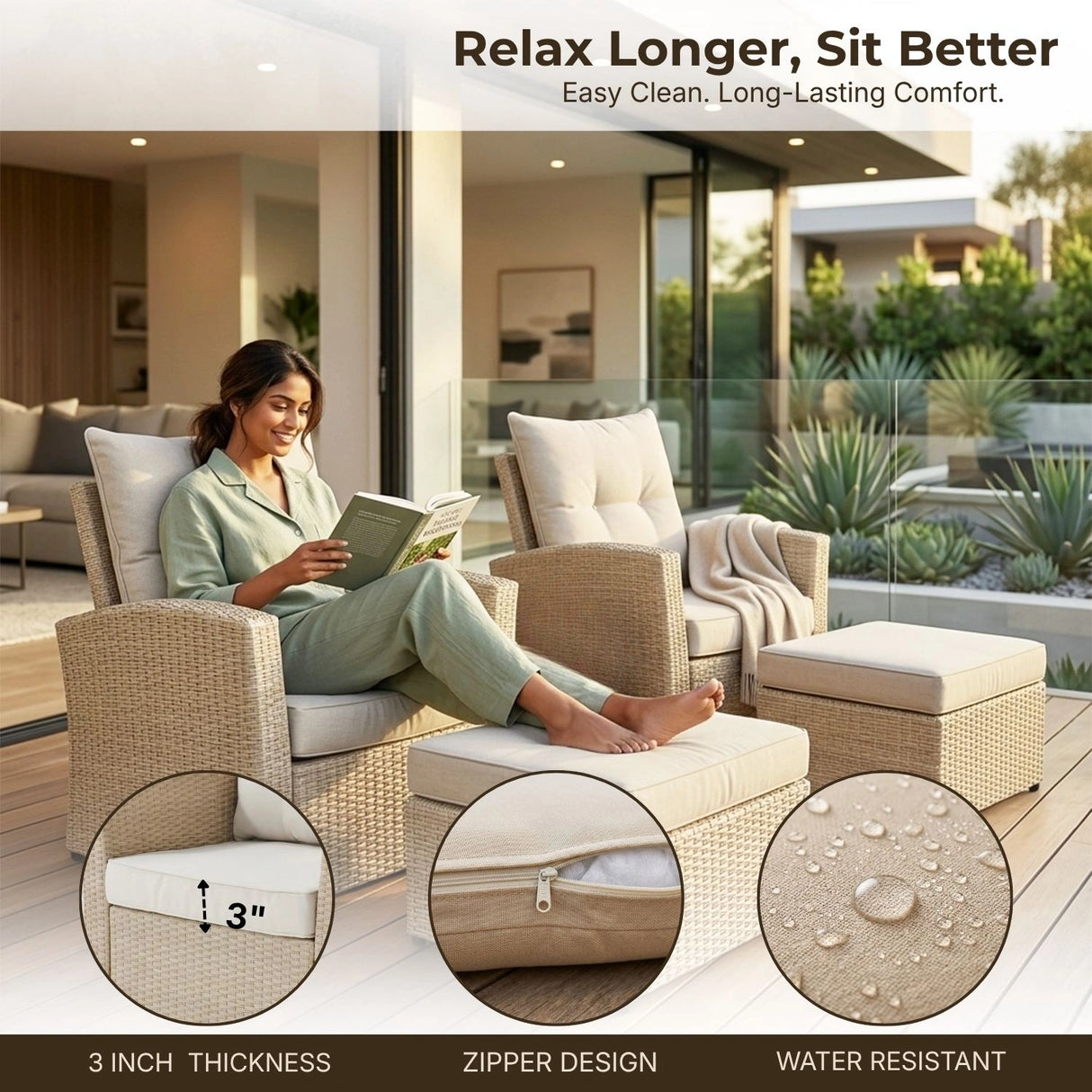 Outdoor Rattan Wicker 4-Piece Patio Sofa Set