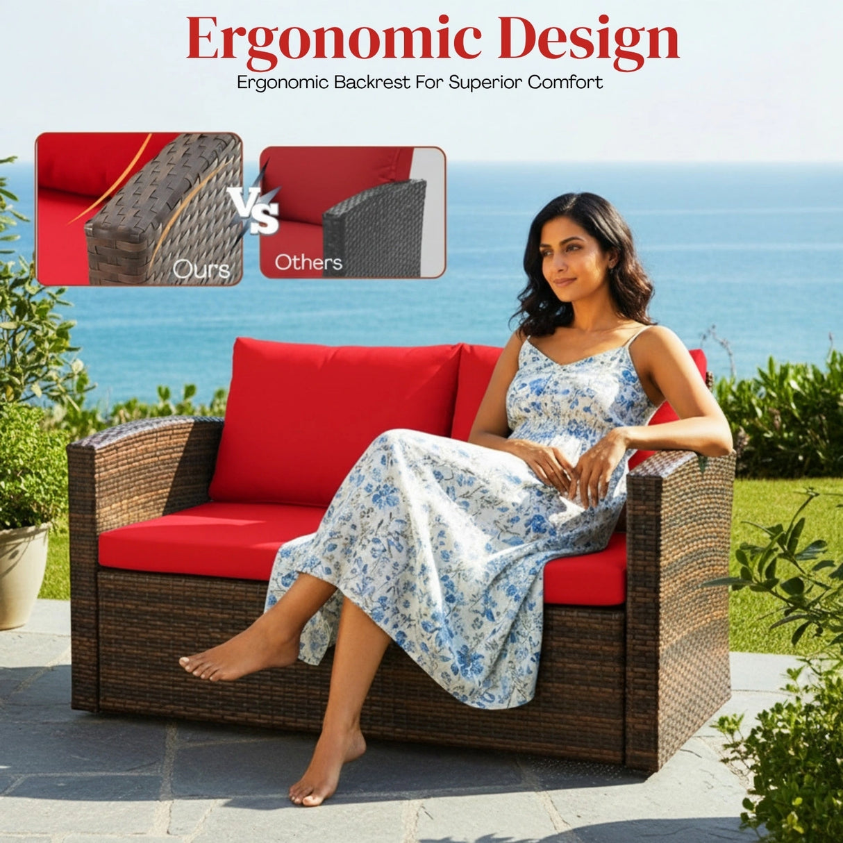 Outdoor 7-Seater Wicker Sectional Sofa Set