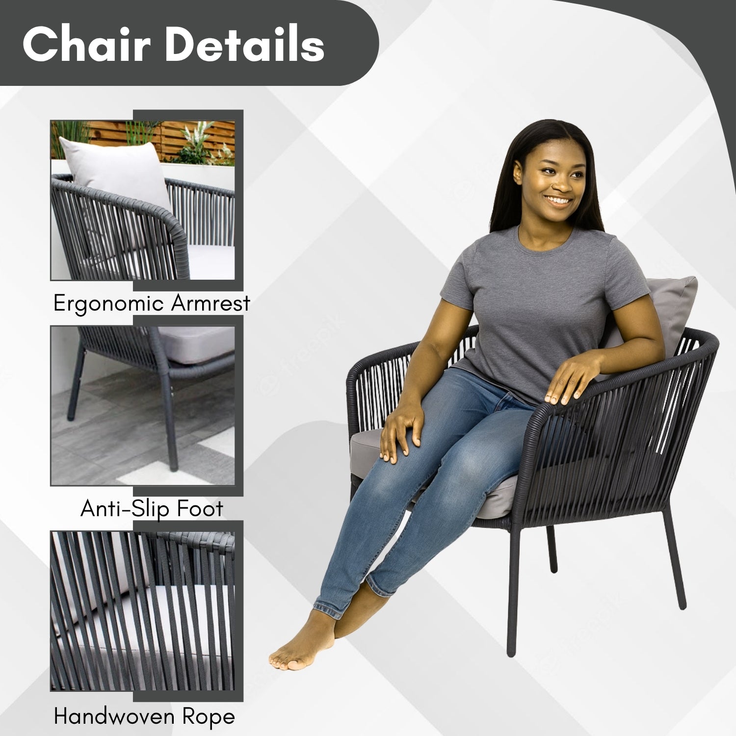 5-Seater Outdoor All-Weather Rope Sofa Set