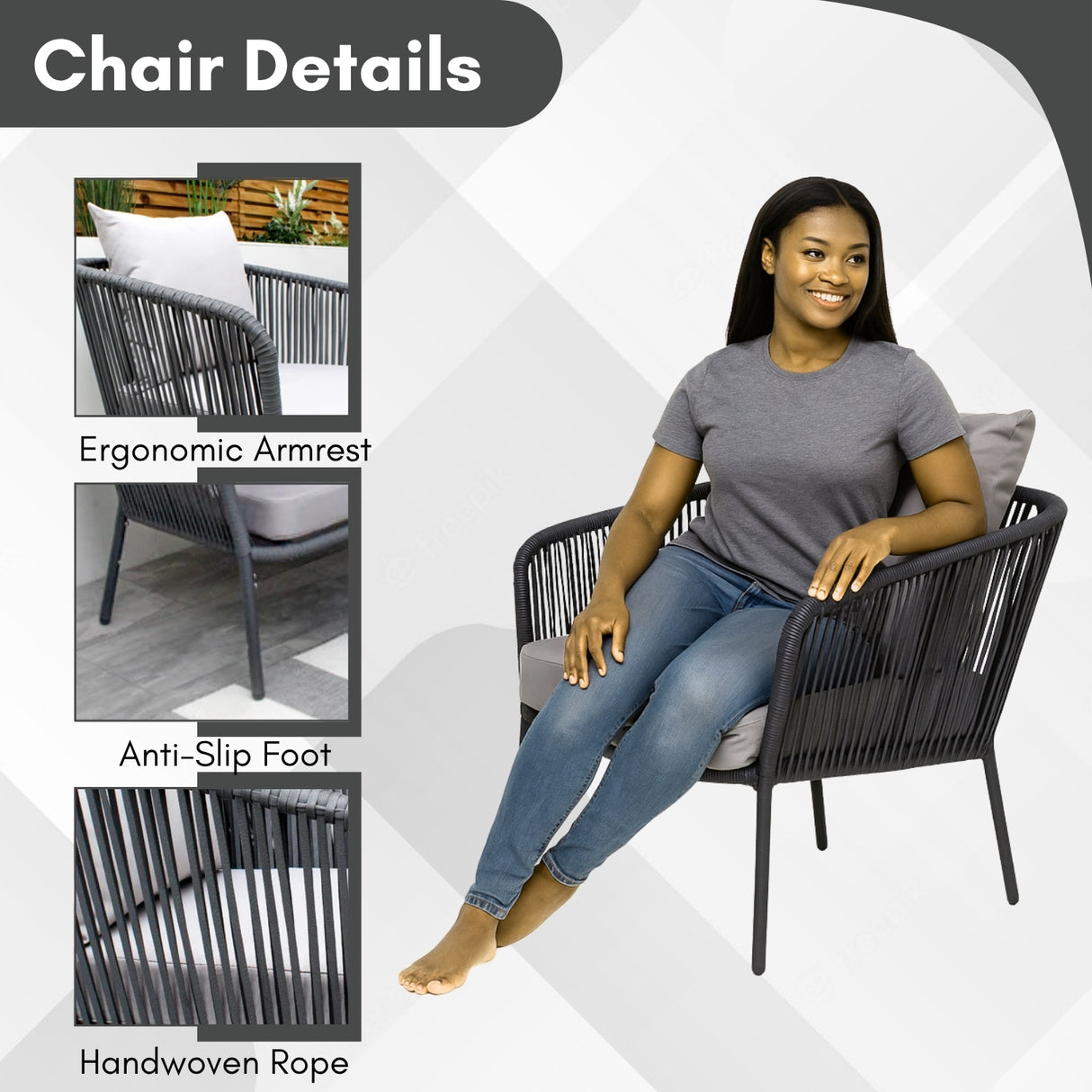 5-Seater Outdoor All-Weather Rope Sofa Set