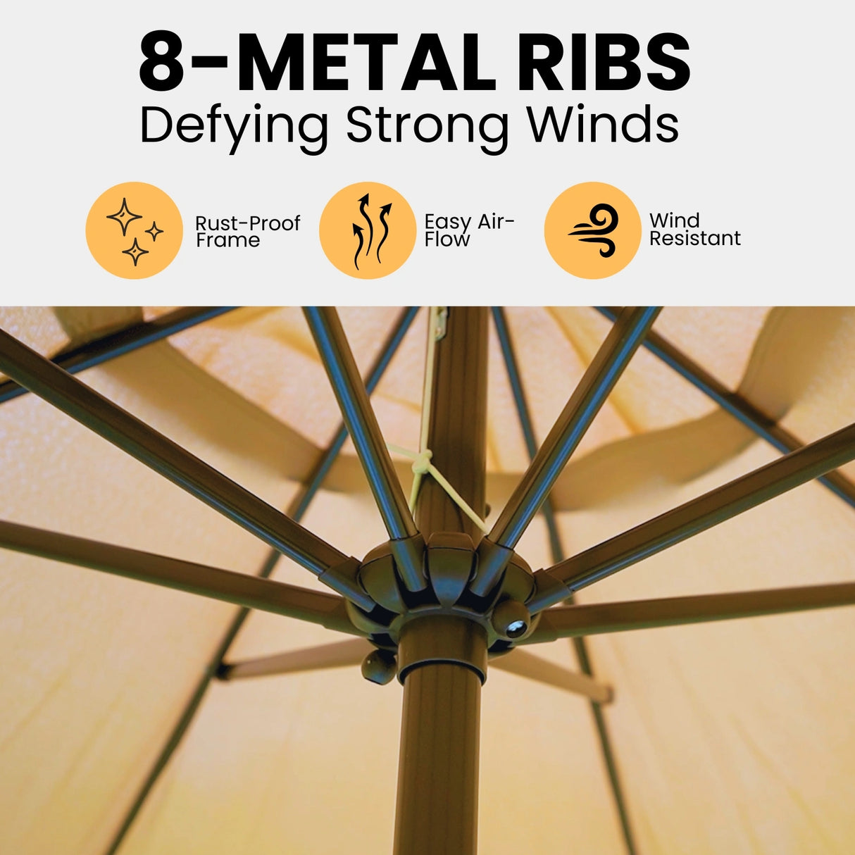 9ft Beige Color Outdoor Patio Umbrella with Centre Pole