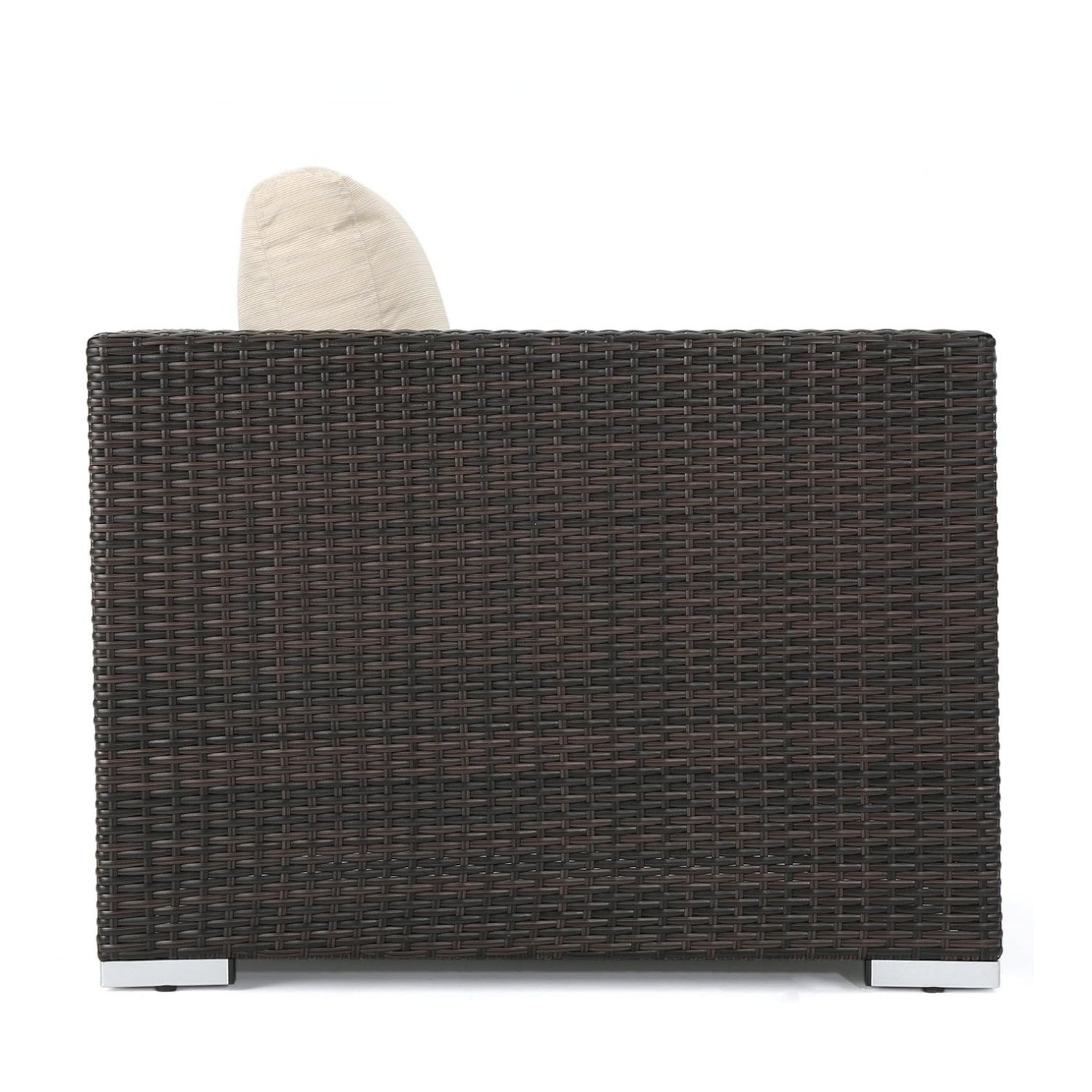 7-Piece Rattan Sectional Sofa Set (Dark Brown/Cream)