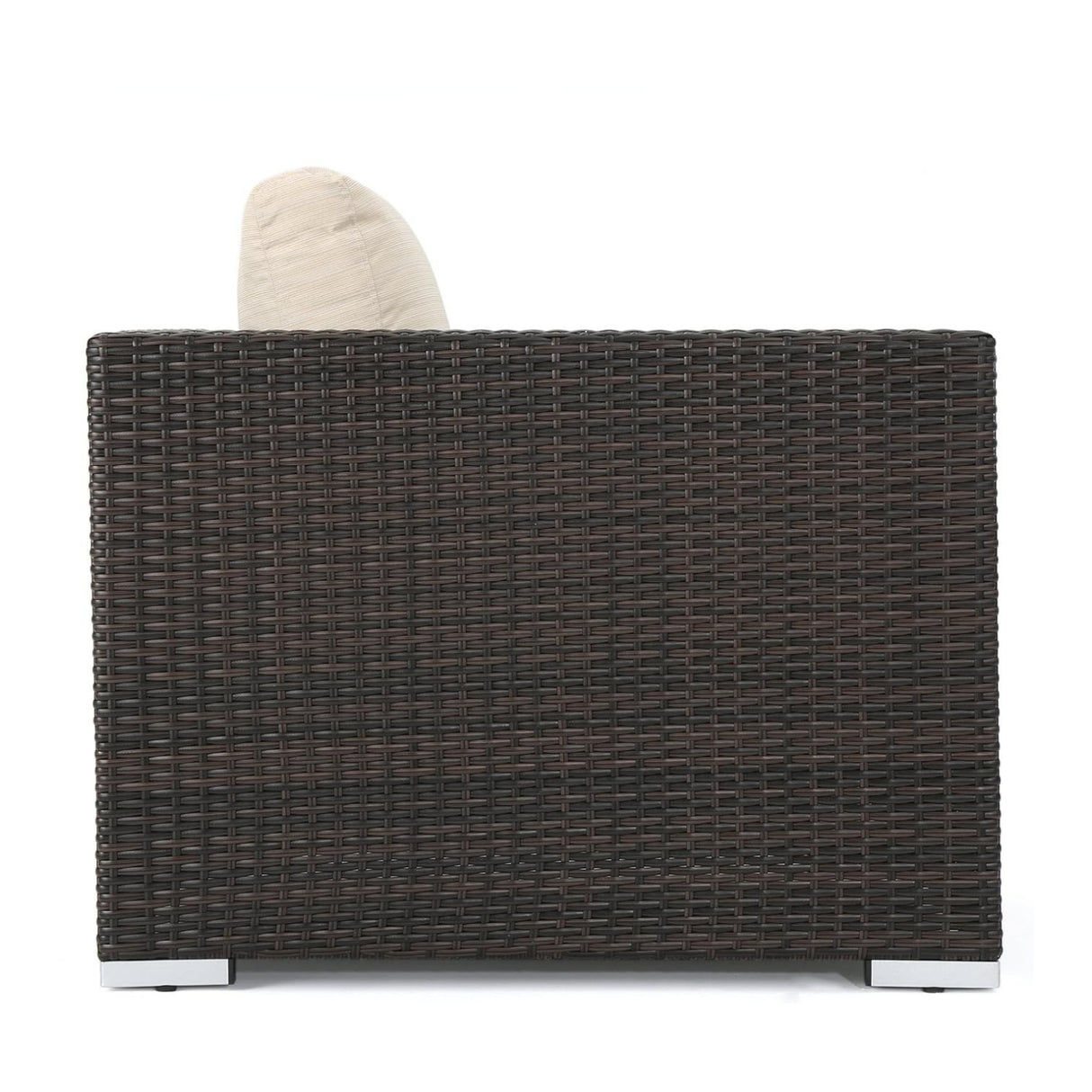 7-Piece Rattan Sectional Sofa Set (Dark Brown/Cream)