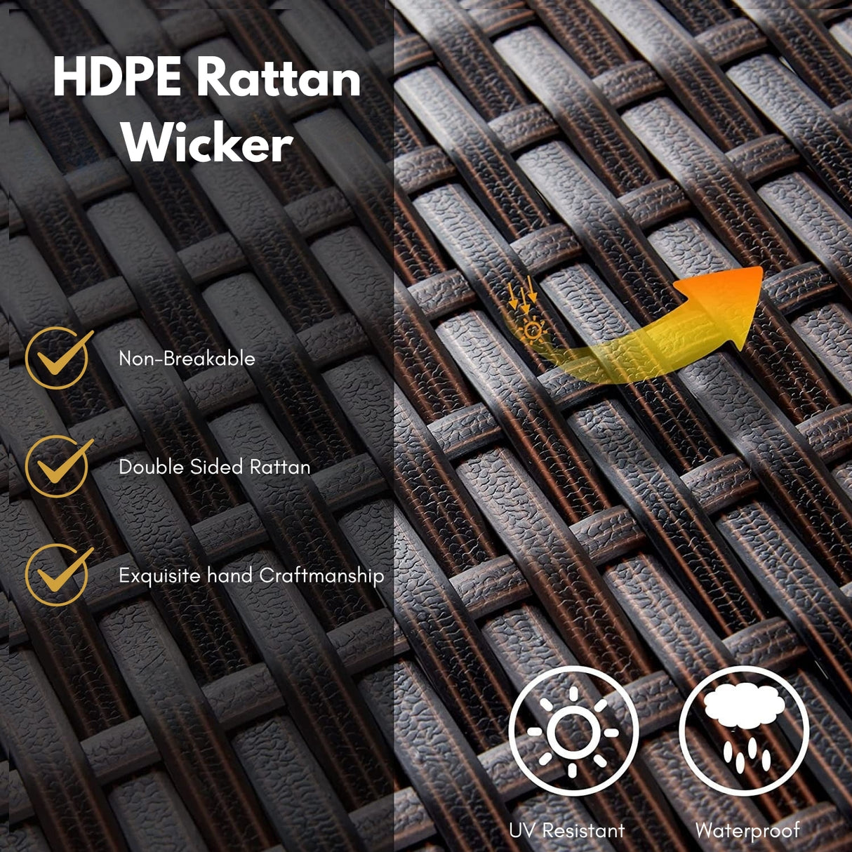 Outdoor All-Weather Resistant Rattan Wicker 7-Piece Dining Set