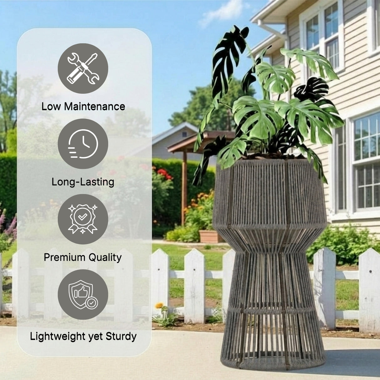 Devoko Outdoor Rope Planter Stand Set (Grey)