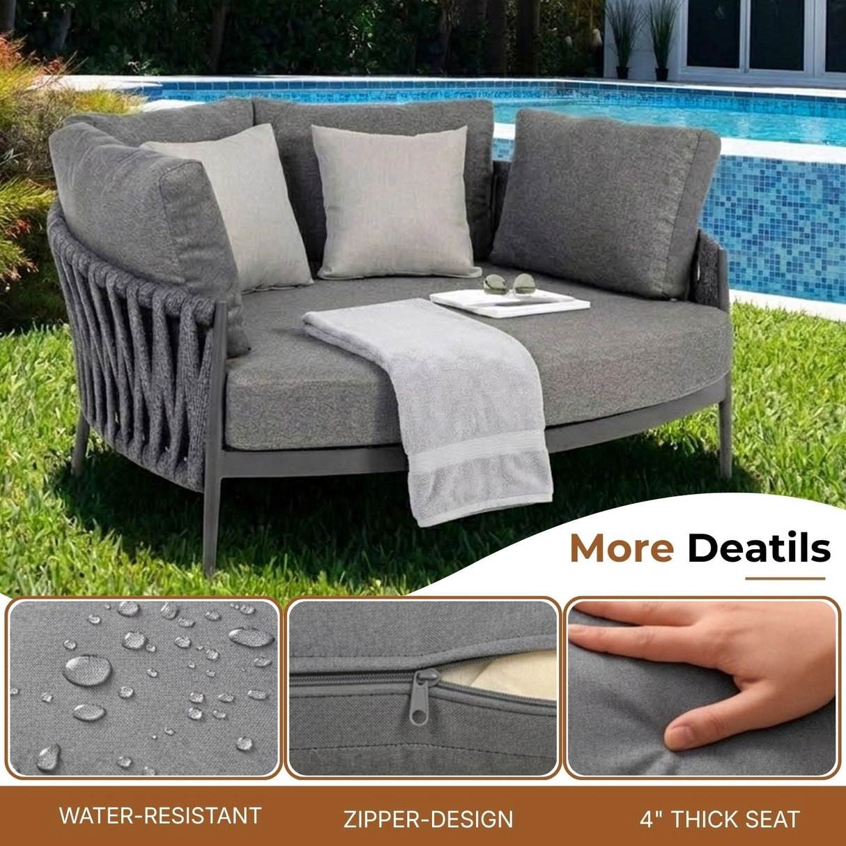 Outdoor Patio Rope Daybed for Garden