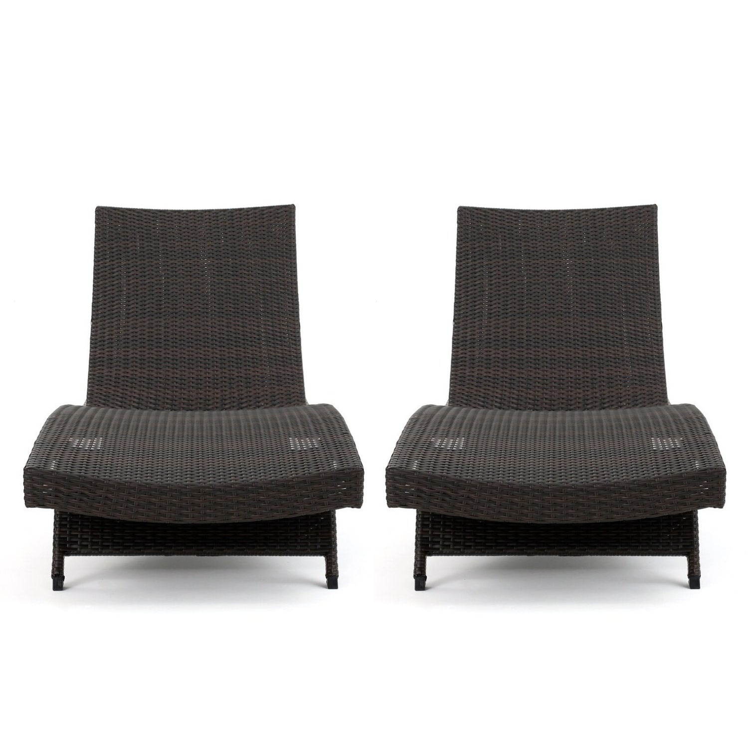 All-Weather Rattan Wicker Outdoor Chaise Lounge Chair Set of 2