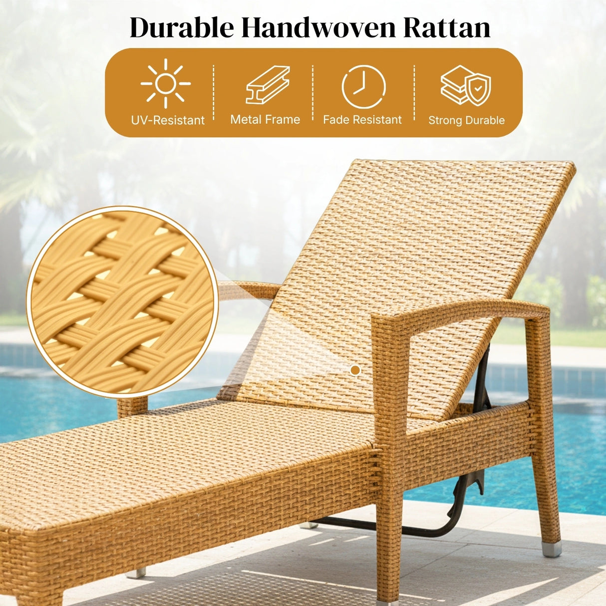Outdoor Wicker Lounge Chair With Side Table