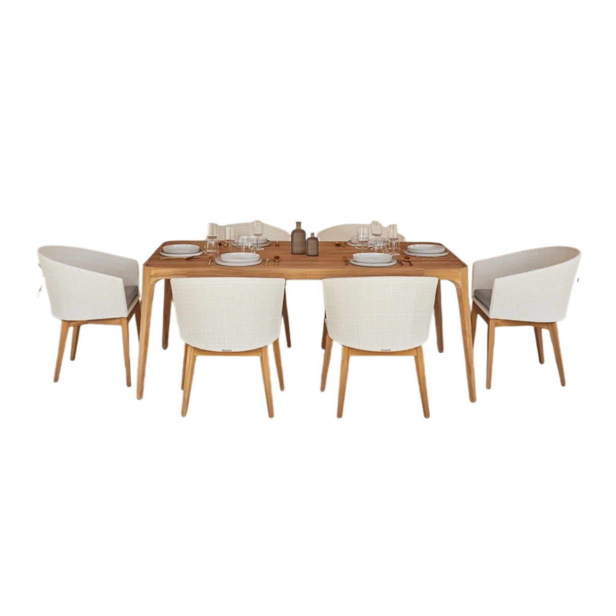 Outdoor All-Weather Resistant Rattan Wicker 7-Piece Dining Set (White)