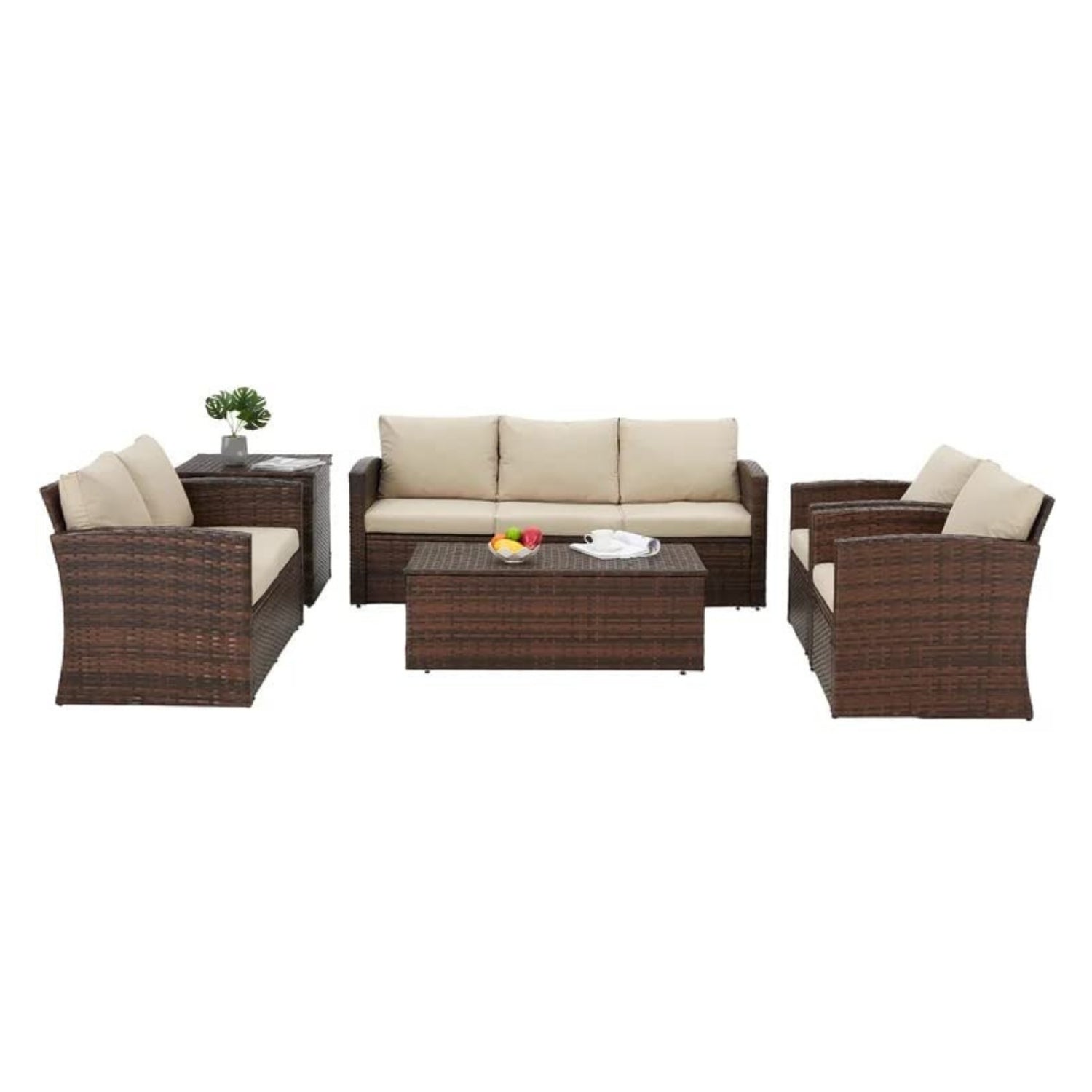 Outdoor 7-Seater Wicker Sectional Sofa Set