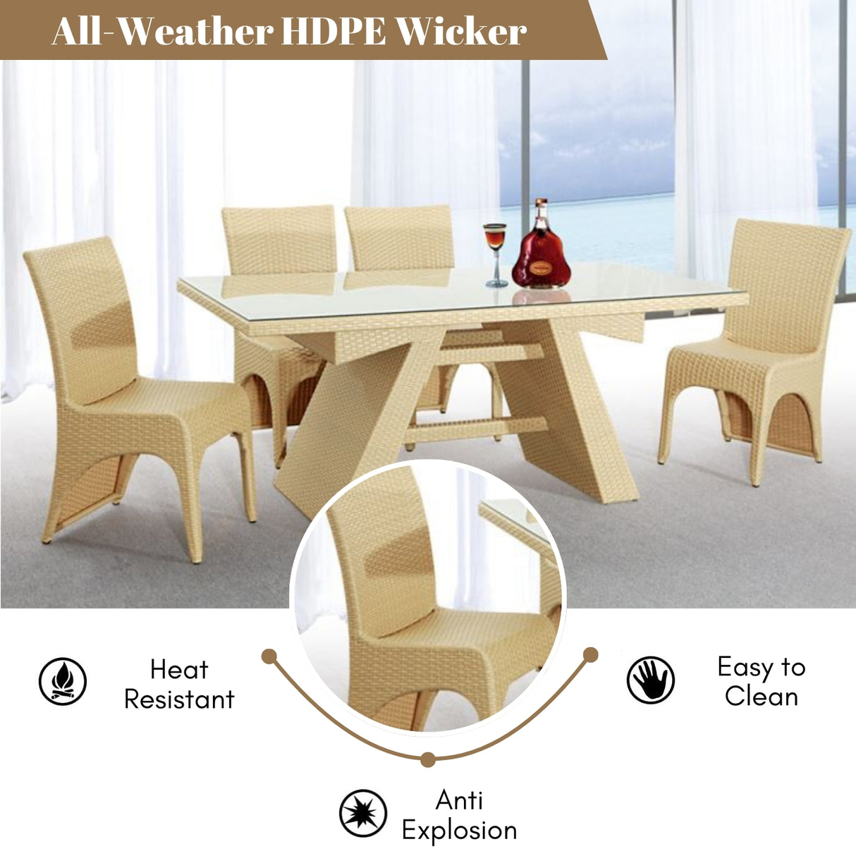 5-Piece Outdoor Patio Dining Set With Rattan Chairs