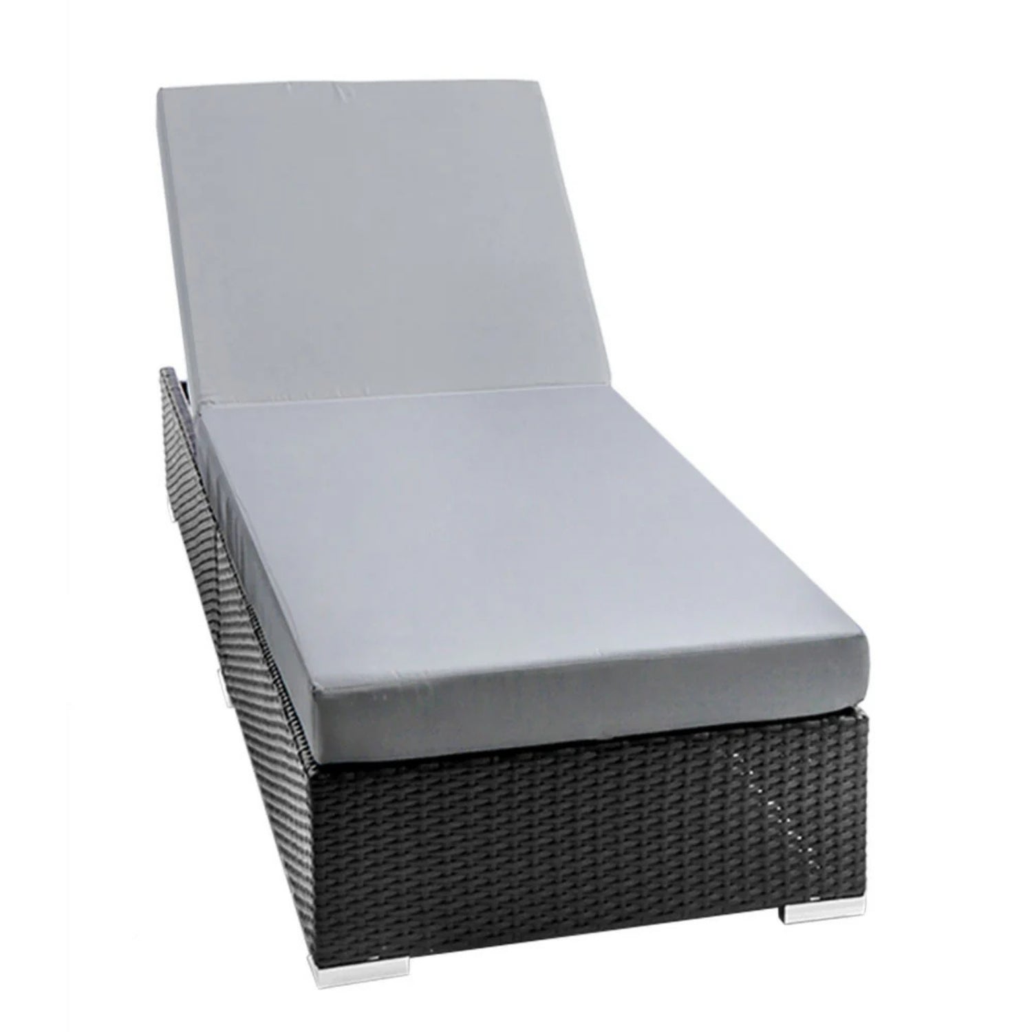 Outdoor All-Weather Rattan Wicker Lounger (Black & Grey)