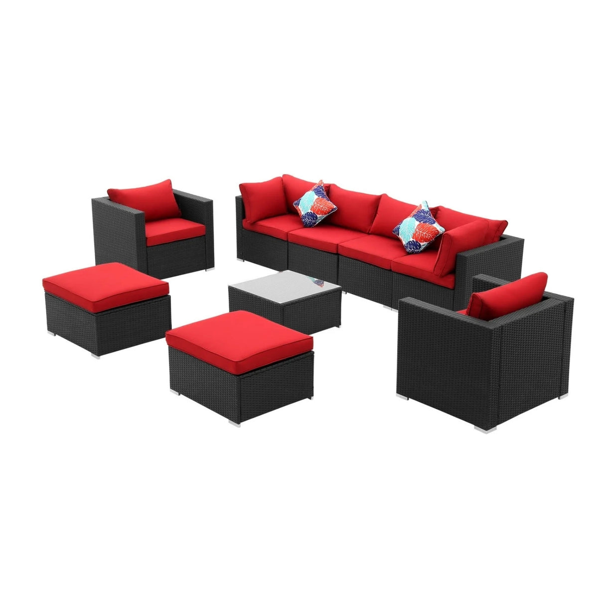 6-Piece Outdoor Conversation Set (Black & Red)