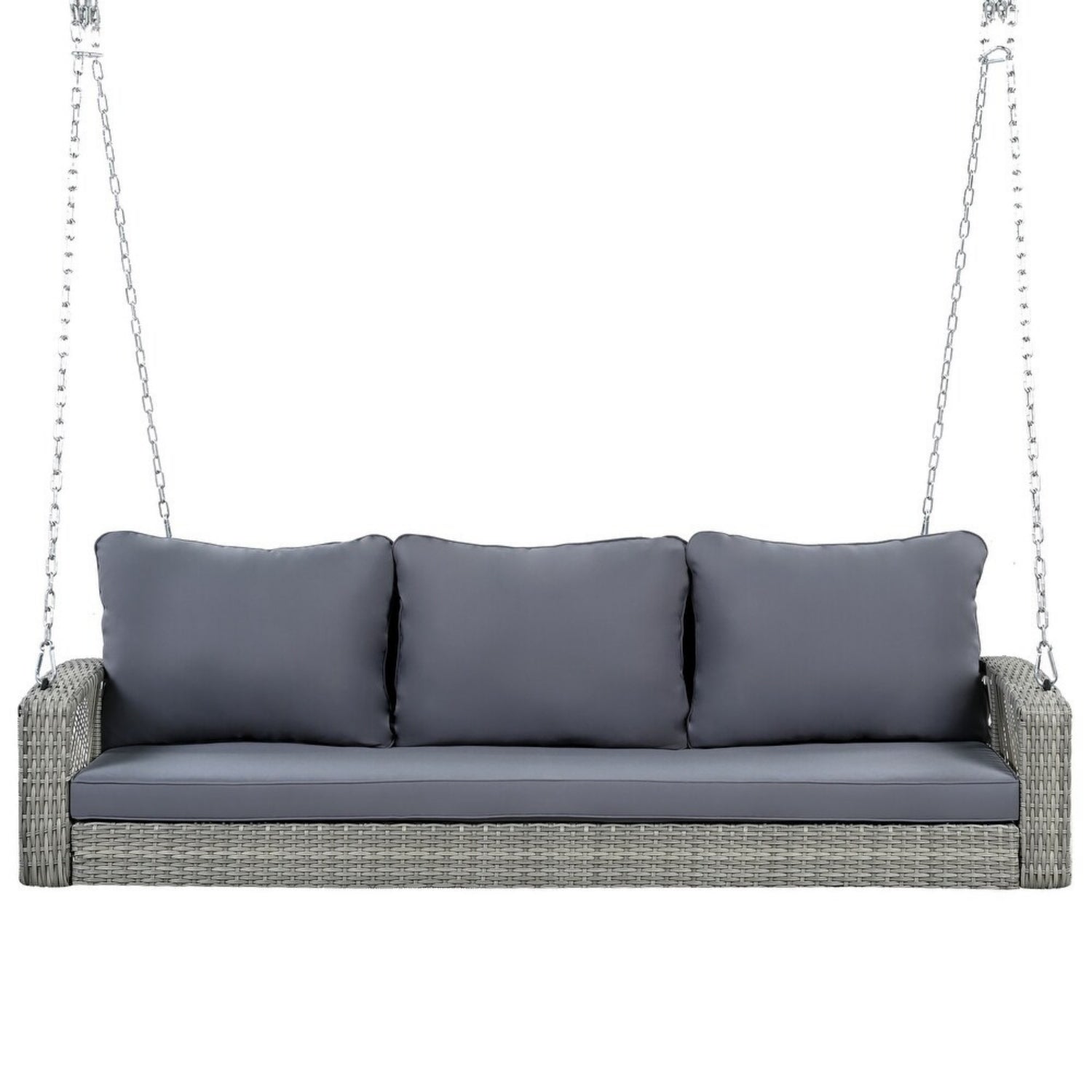 Outdoor Large HDPE Wicker 3-Person Porch Swing