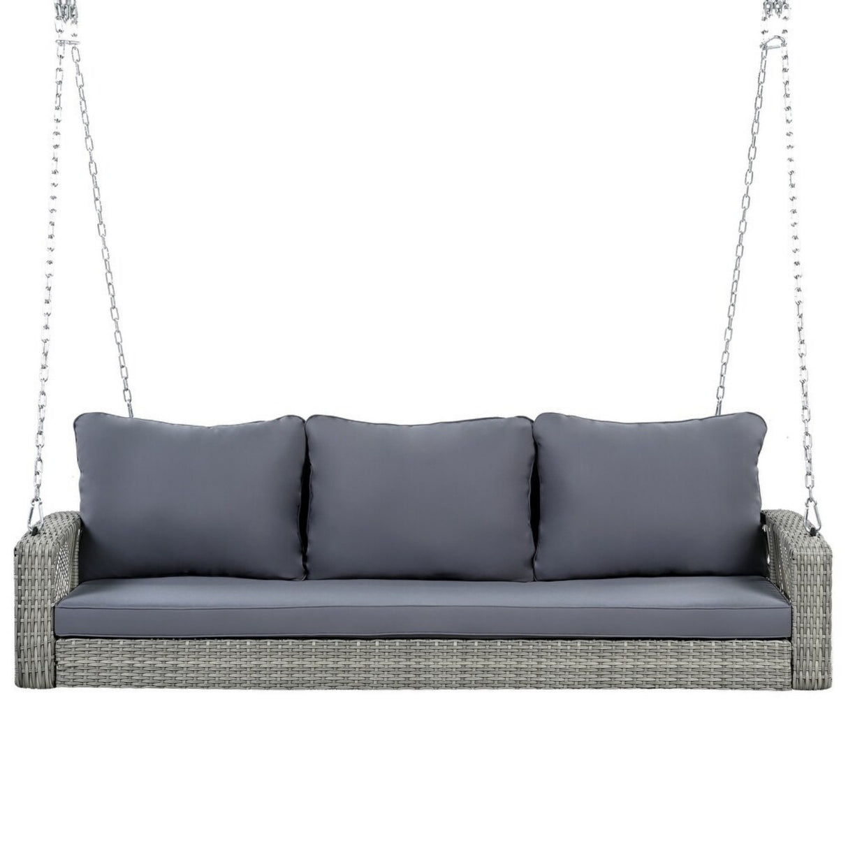 Outdoor Large HDPE Wicker 3-Person Porch Swing