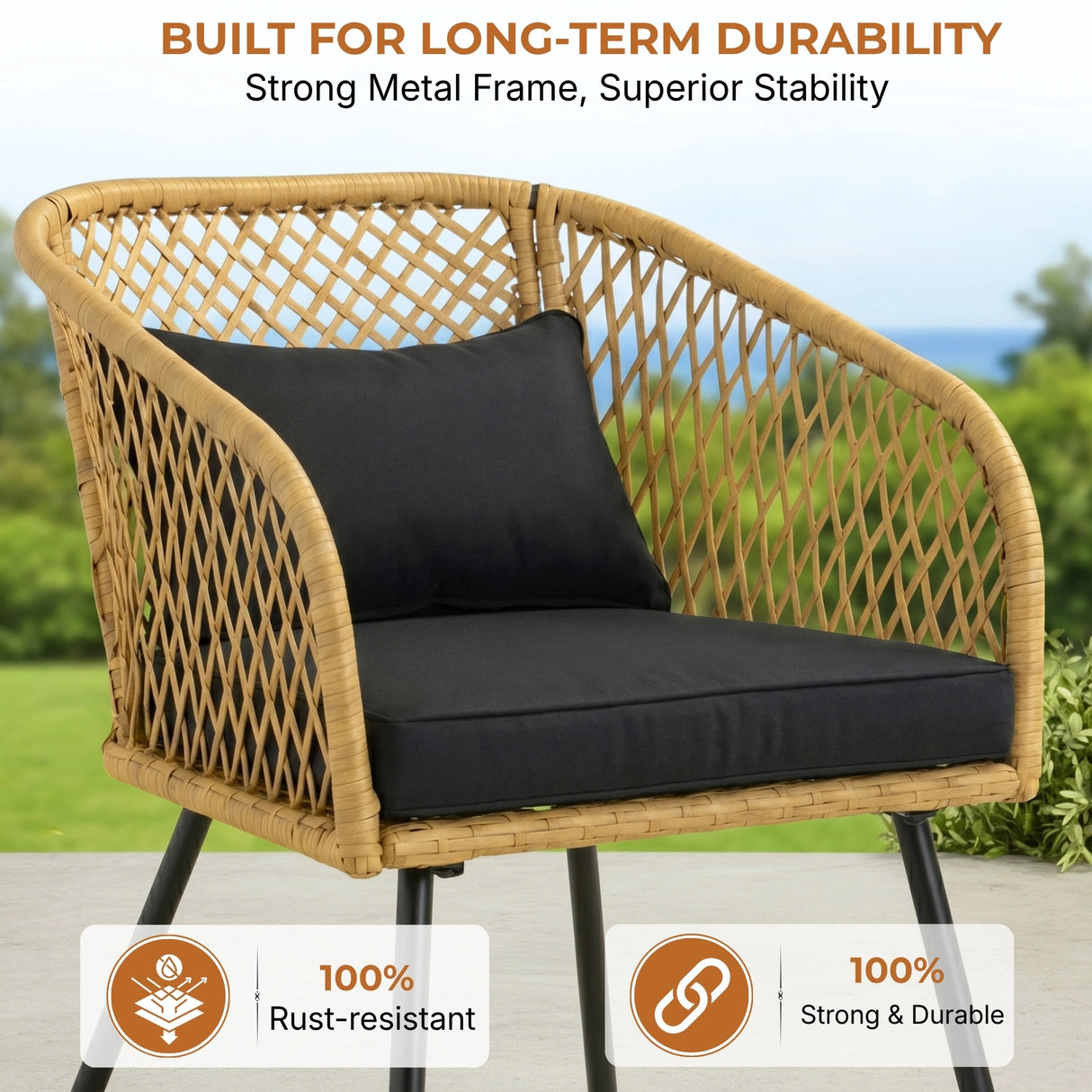 Outdoor Wicker 3-Piece Patio Set