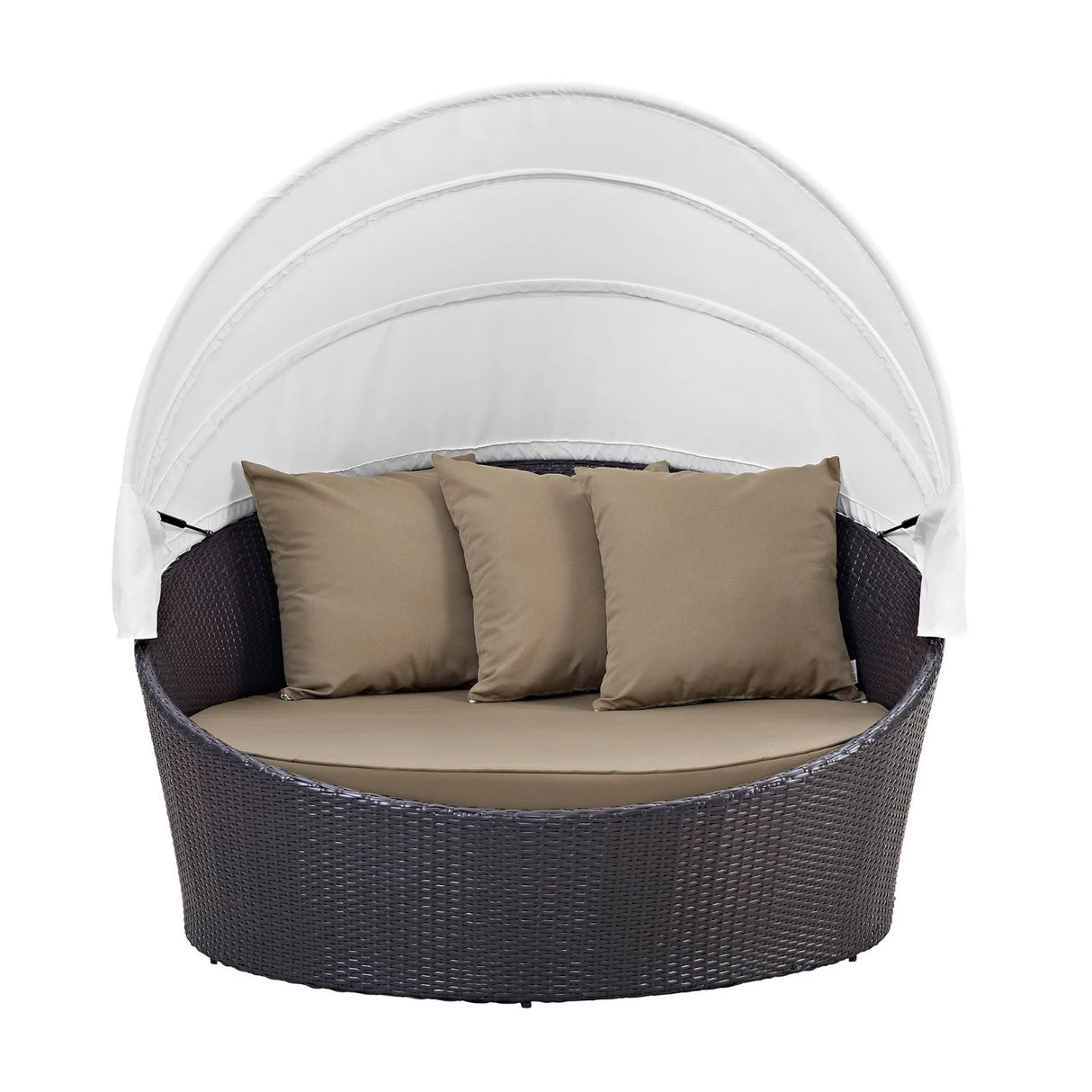 Outdoor Rattan Wicker Patio Daybed with Retractable Canopy