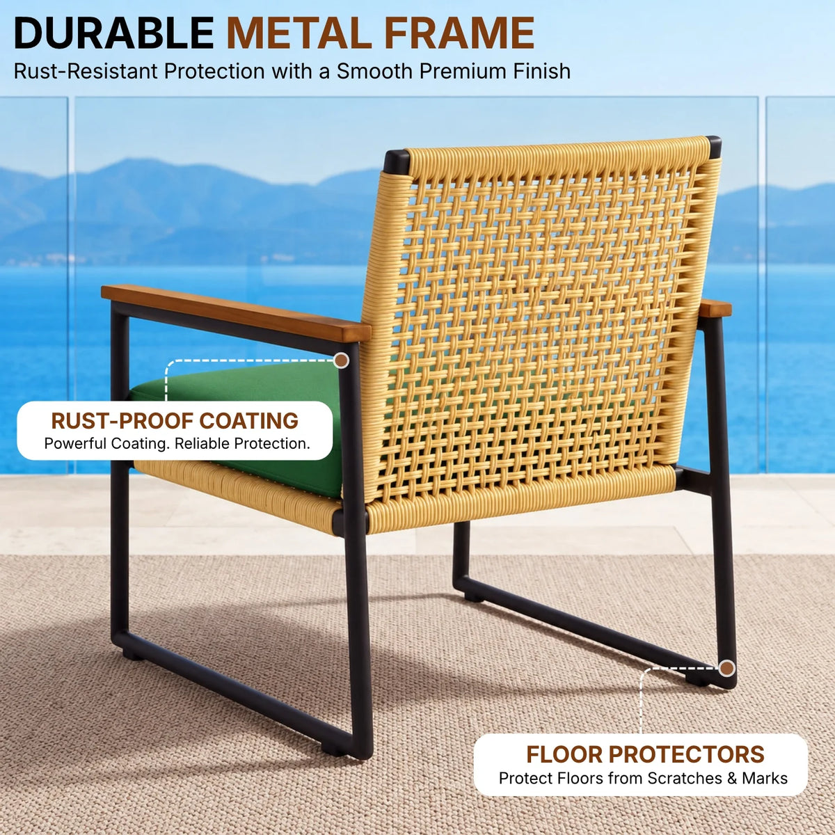 Outdoor 3-Piece Wicker Patio Set(Beige & Green)