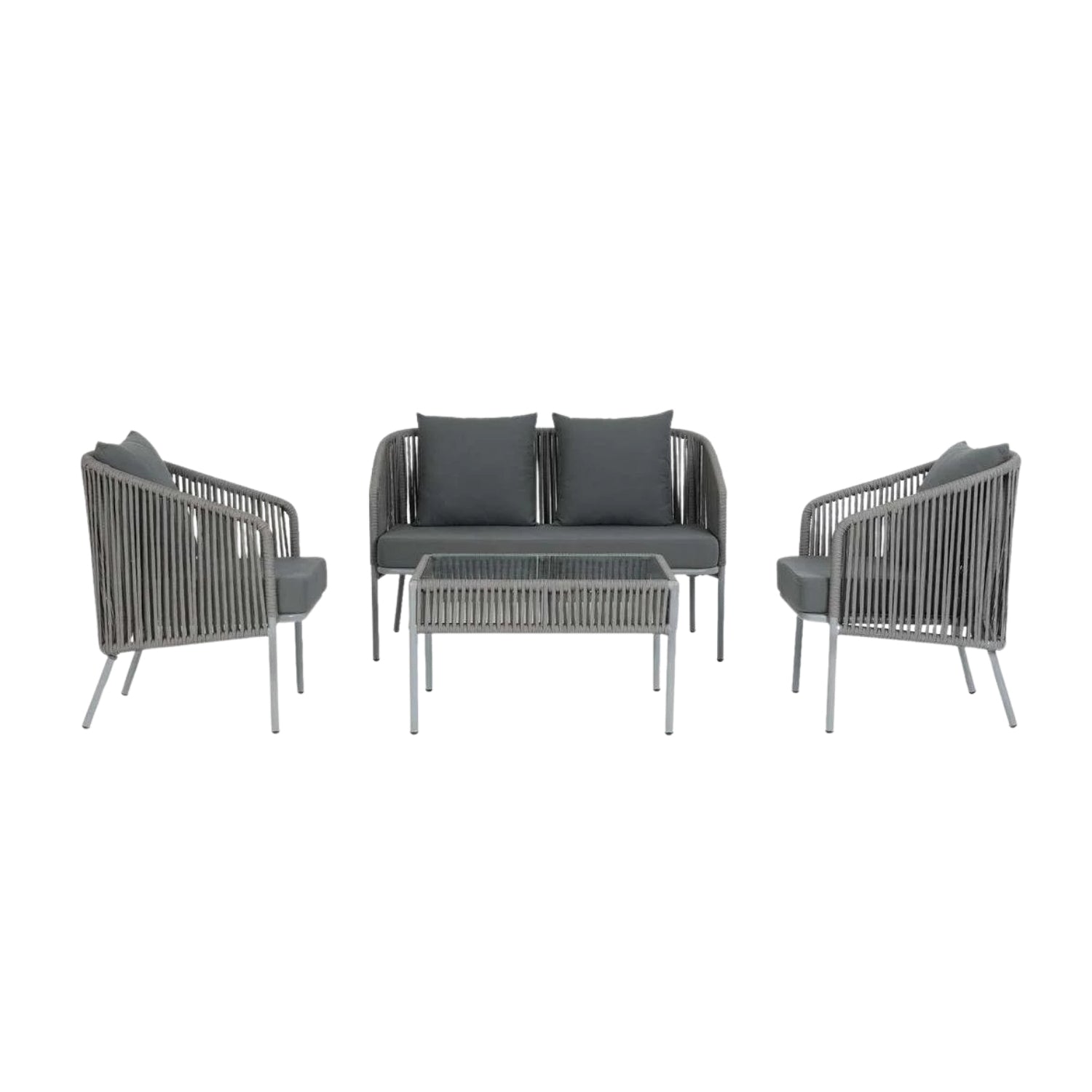 Outdoor 4 Piece Modern Woven Rope Sofa Set