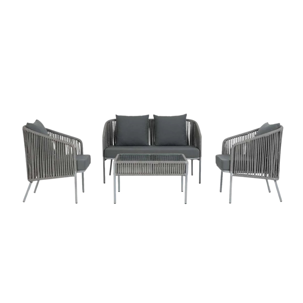 Outdoor 4 Piece Modern Woven Rope Sofa Set