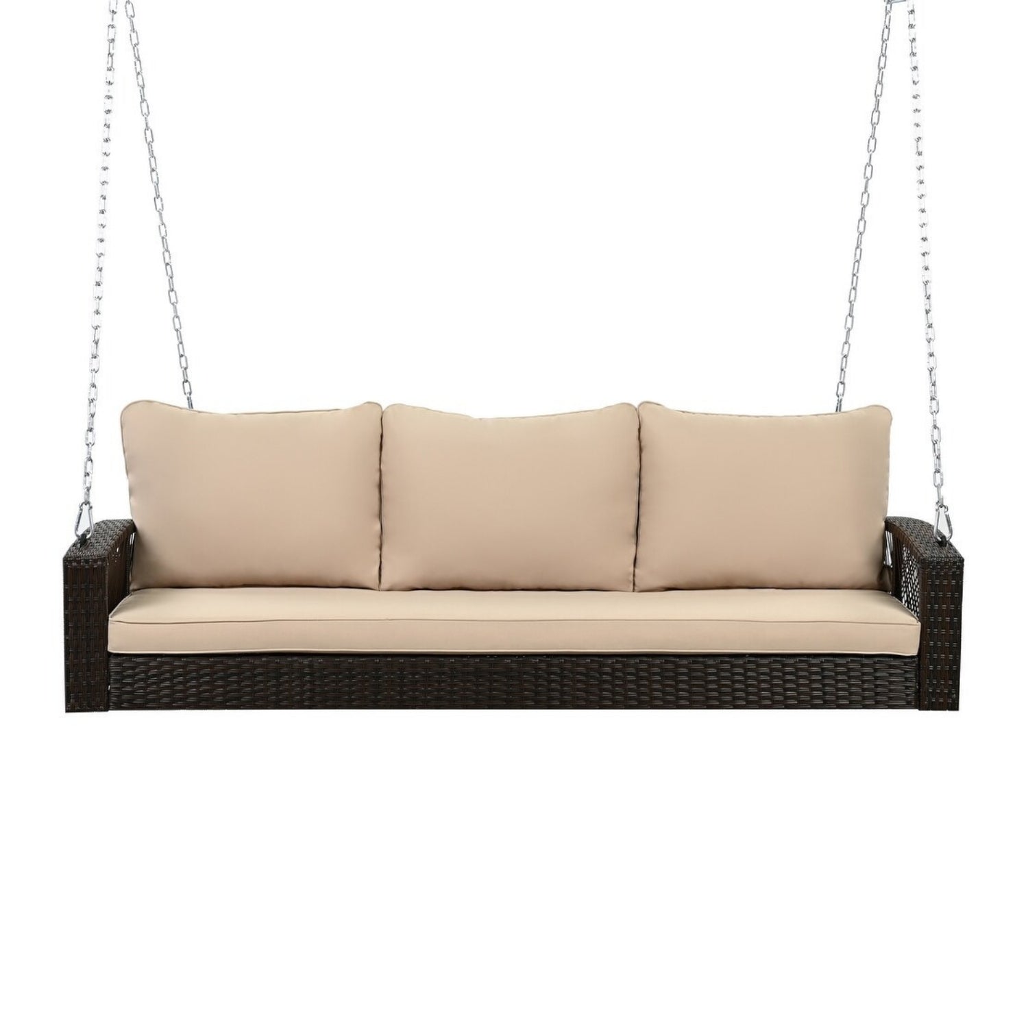 Outdoor Large HDPE Wicker 3-Person Porch Swing